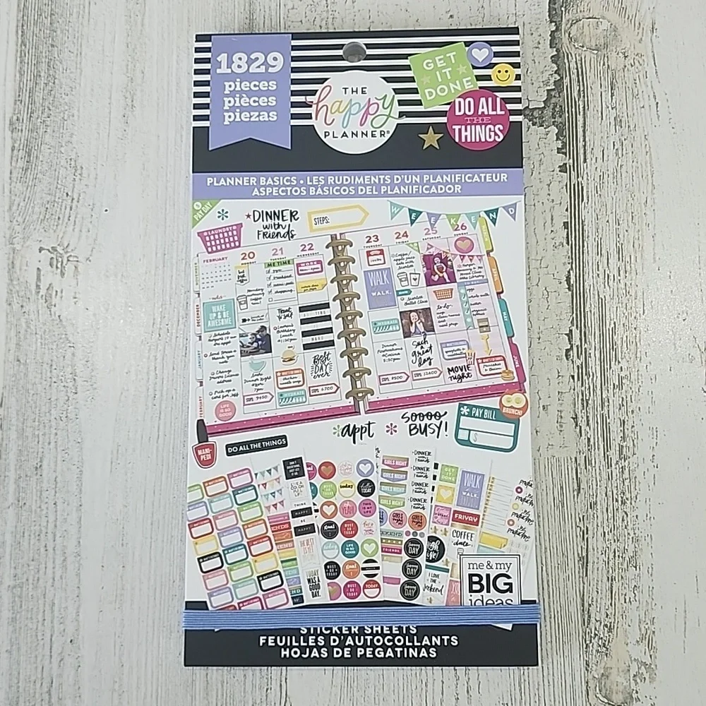 The Happy Planner planner basics 1829 pieces 30 sheets fits classic size planner